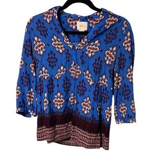 Maeve Aztec Blue print Blouse Size 2